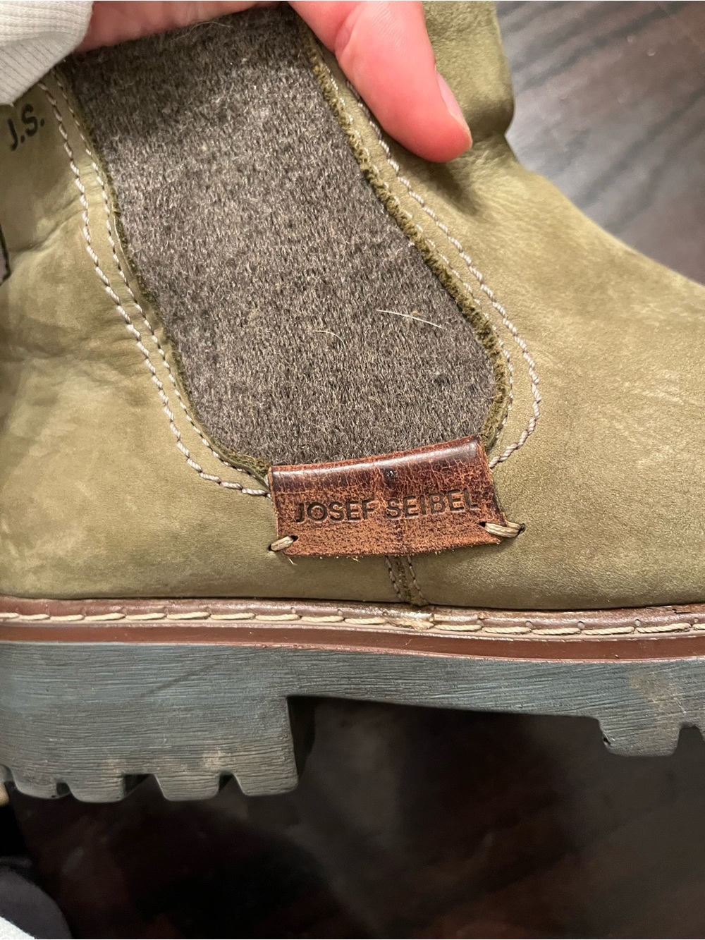 Josef Seibel Olive Green Suede Pull-On Chelsea Boot